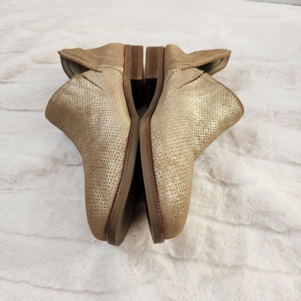 Jax & Bard Gold Metallic Perforated Leather Ankle Booties 7.5 Flats Brazil EU 38